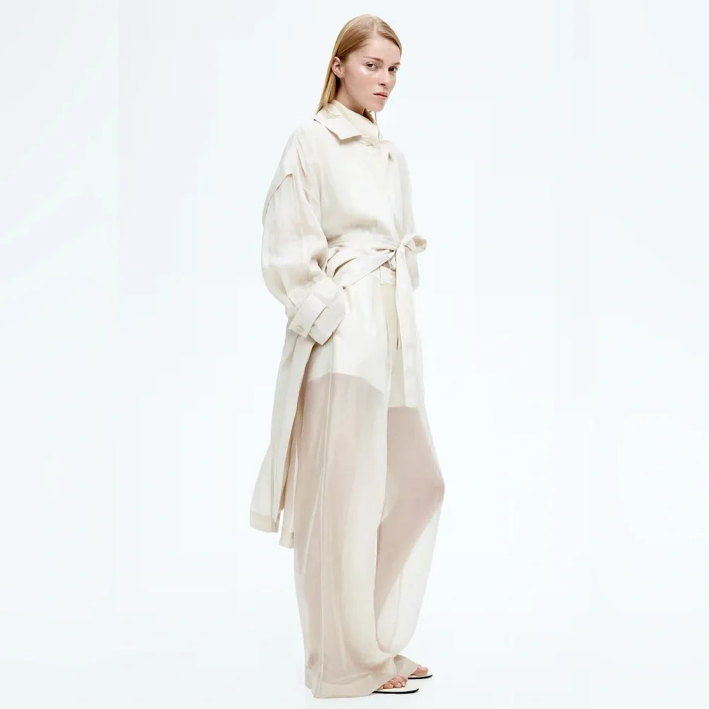 H&M EDITION WIDE-LEG SHEER PANTS - Picture 4 of 14
